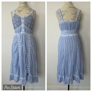 Sacred Threads Light Blue Embroidered Midi Dress